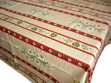Coated tablecloth (Christmas. Edelweiss pink x beige bordeaux) - Click Image to Close